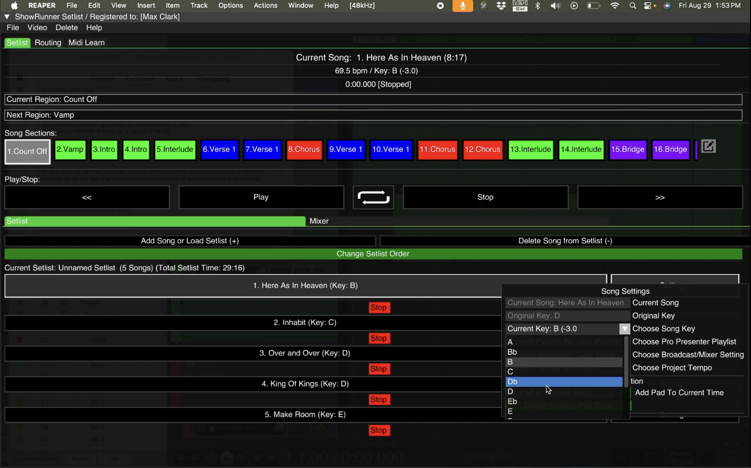 Customizable Song Settings Screenshot