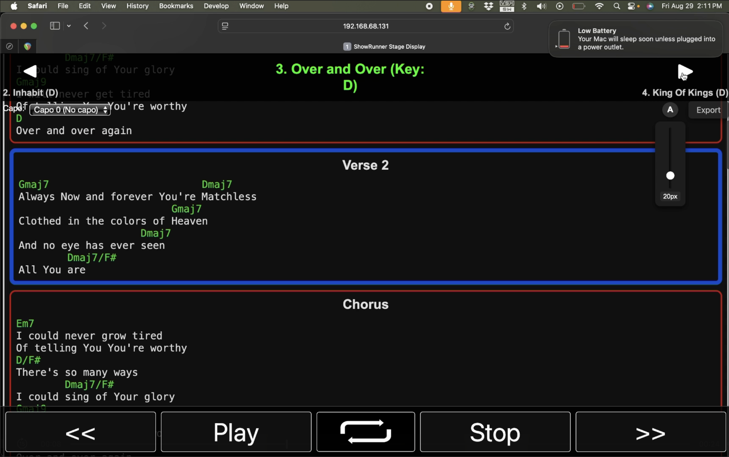 Connected Stage Control Screenshot