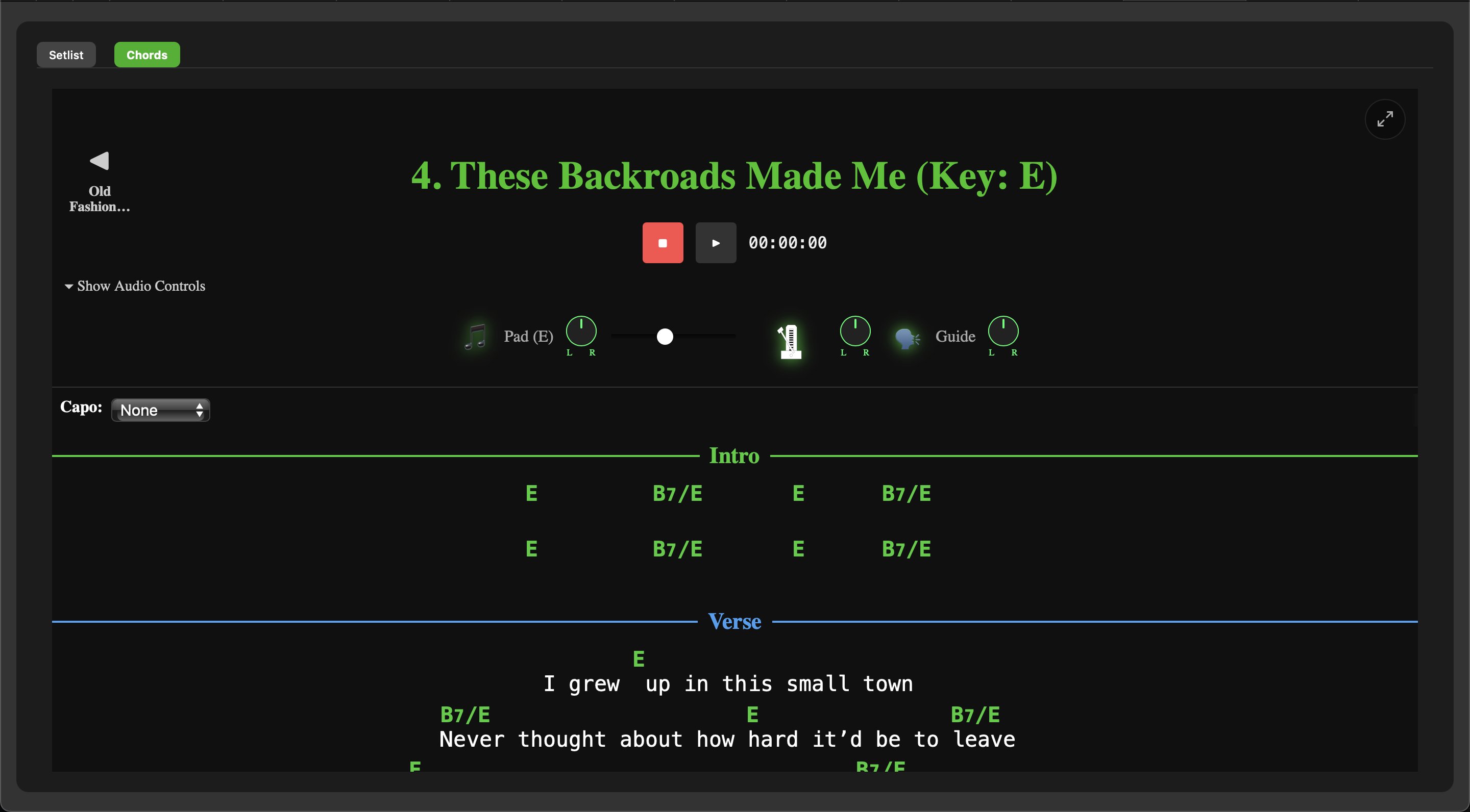 ShowRunner Setlist Viewer